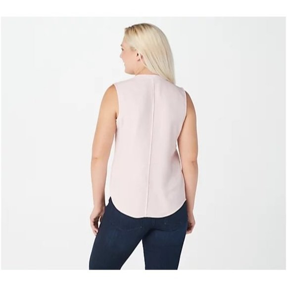 Elizabeth & Clarke Sleeveless Flounce Top StainTech A368590 Cosmetic PInk 6 - Picture 2 of 7